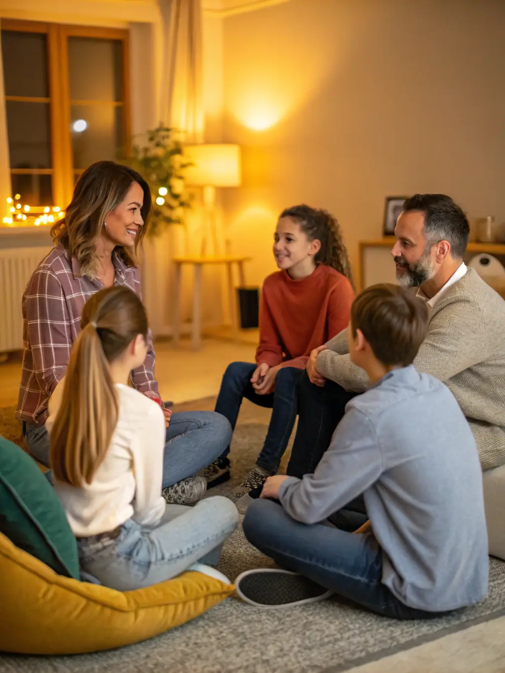 A therapist leading a group therapy session, with participants engaged in a supportive discussion. This represents the real-life trauma training aspect of TraumaTech.